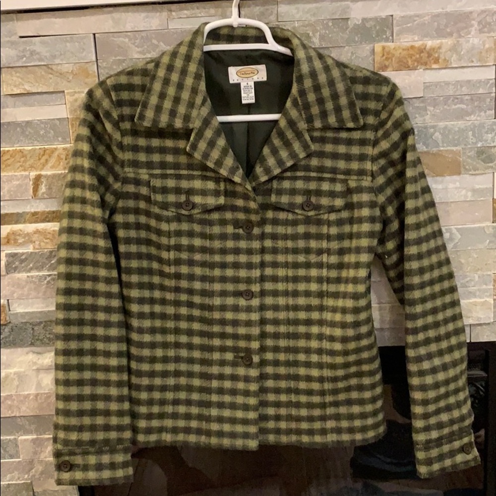 Green plaid blazer